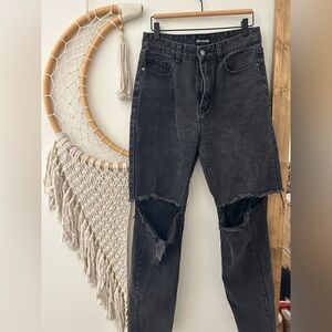 PrettyLittleThing Distressed Black Women's Jeans